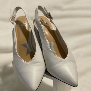 GB sling back white block hills